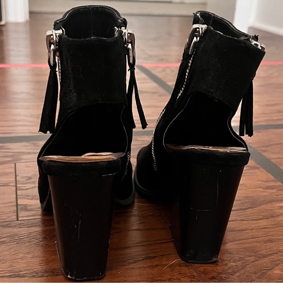 Forever 21 Black Suede Open Toe Booties - Picture 2 of 2